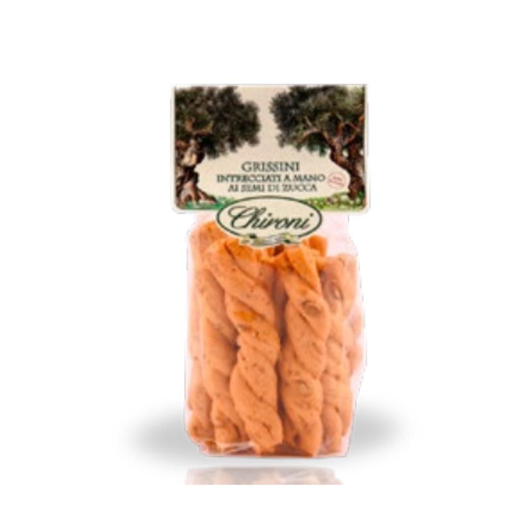 GRISSINI AI SEMI DI ZUCCA CHIRONI  FATTI A MANO  200 GR